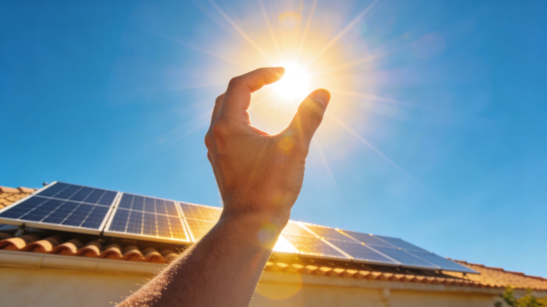 Solar panels at sunset